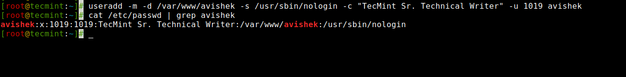 Create User with UID and Nologin