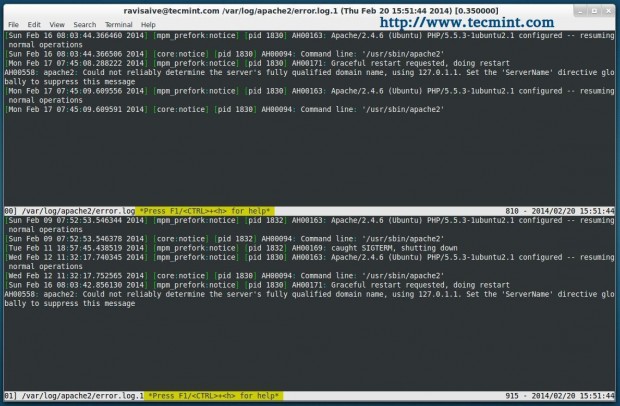 View Two Files in Linux