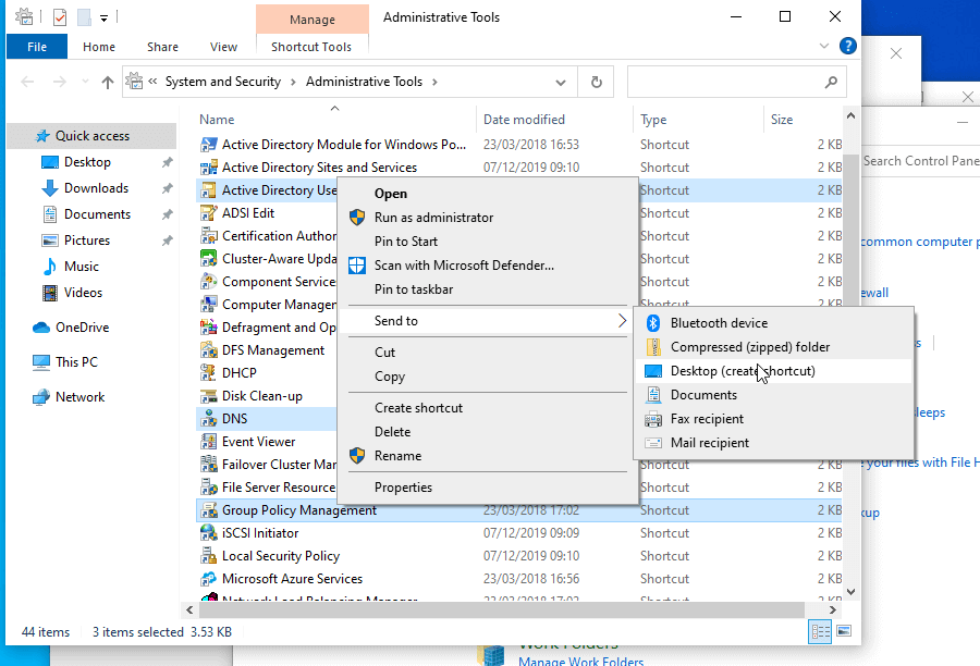 Add Administrative Tools to Desktop