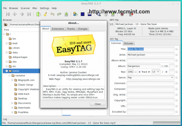 Install EasyTAG in Linux