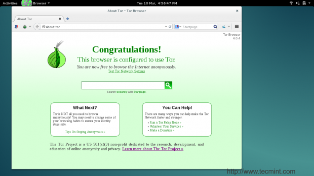 Tor Welcome Screen
