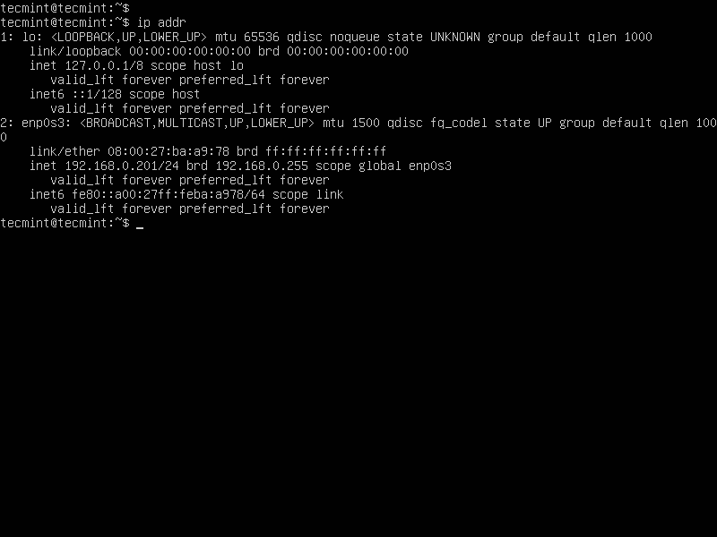 Ubuntu Server IP Address
