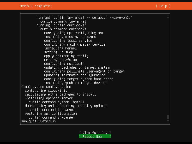 Ubuntu Server Installation Finishes