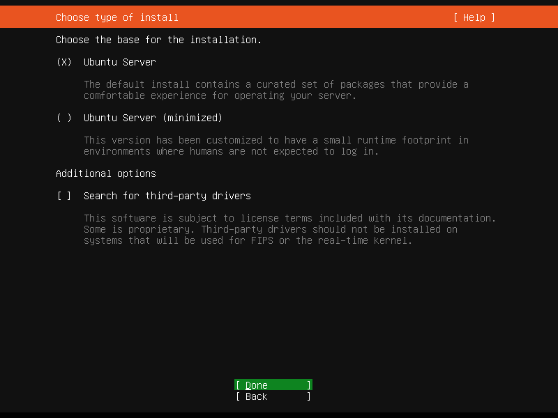 Ubuntu Server Installation Type