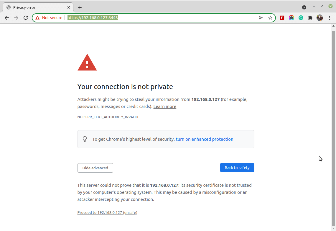 Zentyal SSL Warning