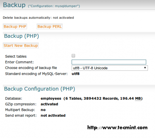 Select Backup PHP