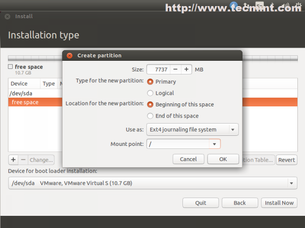 Create Root Partition