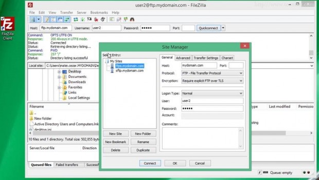 Access FTP Share via Filezilla