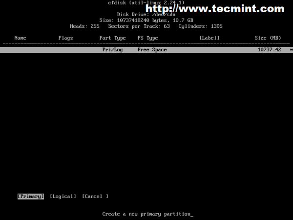 Select Primary Partition