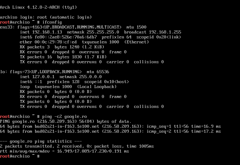 kontrollera Arch Linux Network