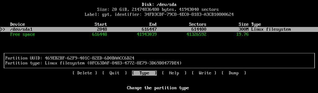 Tipo de sistema EFI