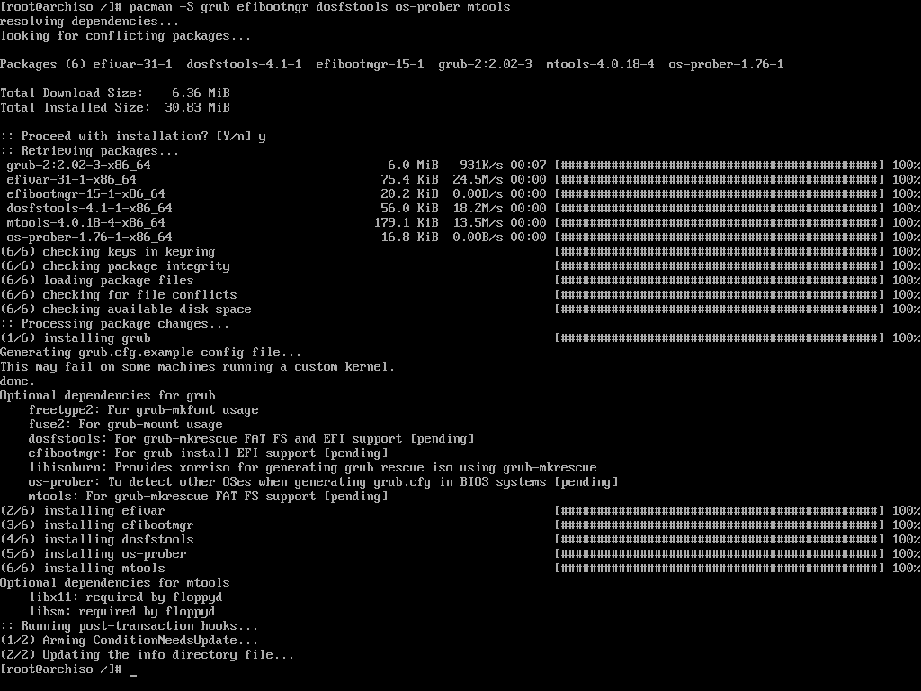 Grub bootloader installeren in Arch Linux