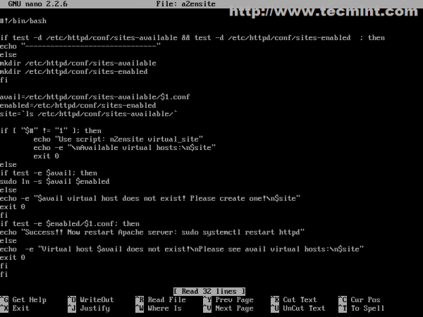  Crear un script Apache a2eniste 