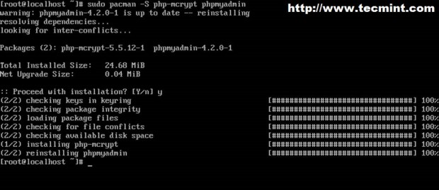 Install PhpMyAdmin in Arch Linux