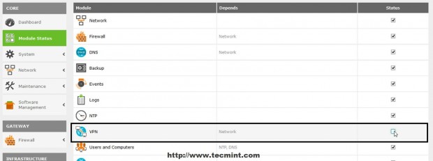 Enable OpenVPN in Zentyal