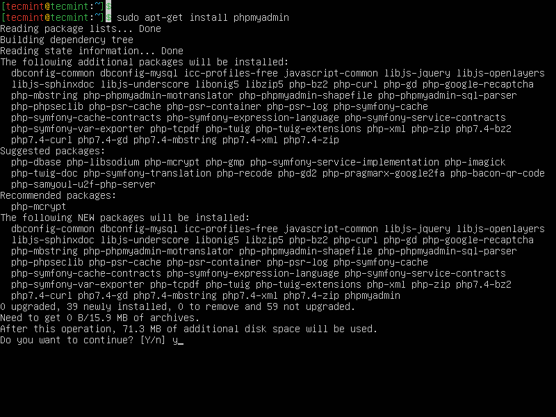 Install PhpMyAdmin in Ubuntu