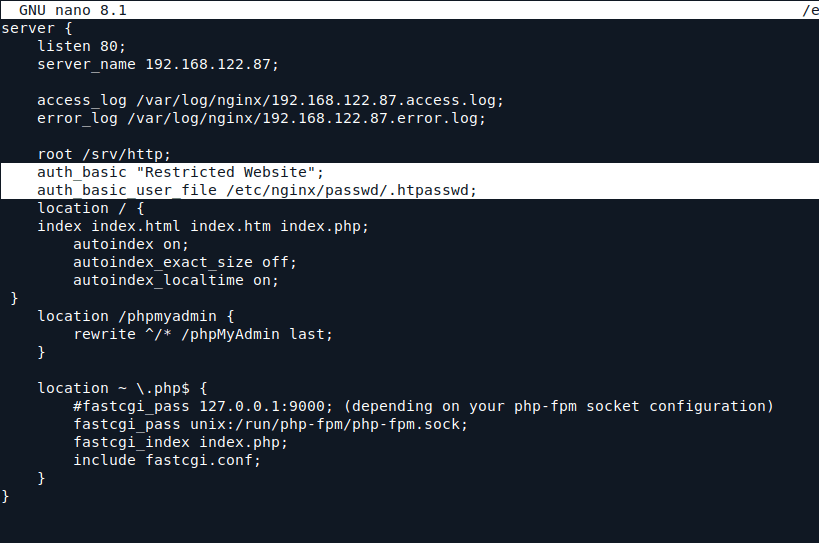 Password Protect Nginx Virtual Host