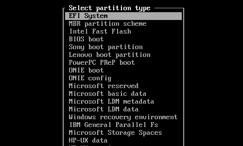 wybierz System EFI