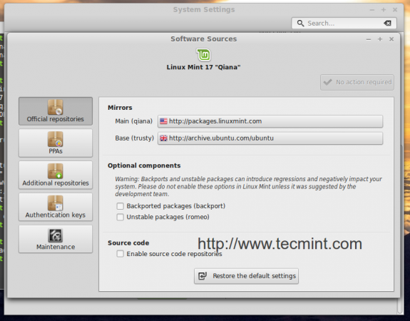 Software Sources to Confirm Version