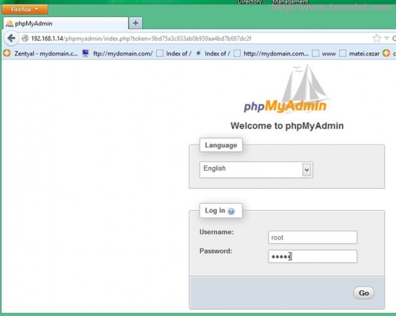 Login to PhpMyAdmin