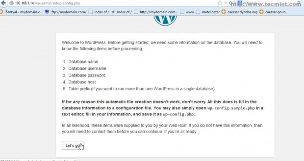 Proceed WordPress Installation
