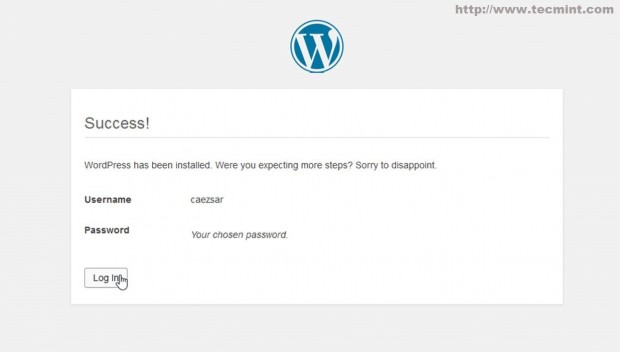 WordPress Installation Success