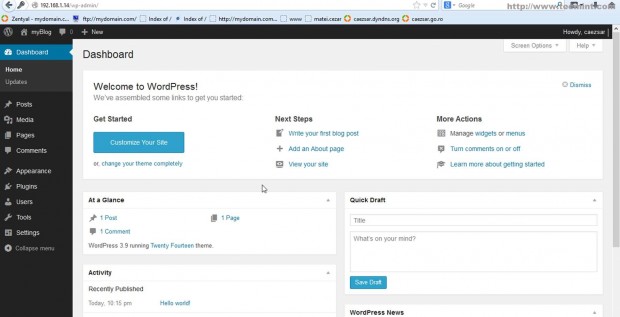 WordPress Dashboard Interface
