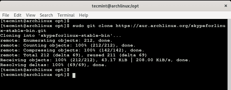 Klonen Sie Skype in Arch Linux