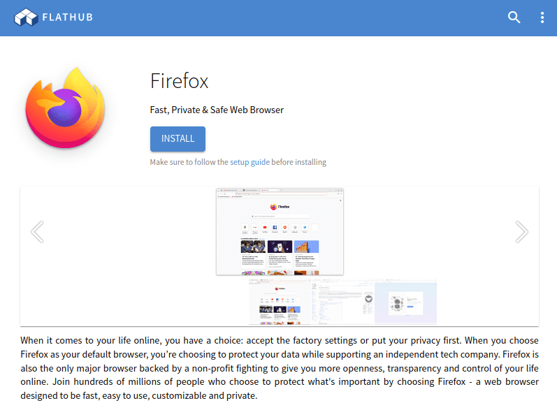 Install Firefox from Flathub