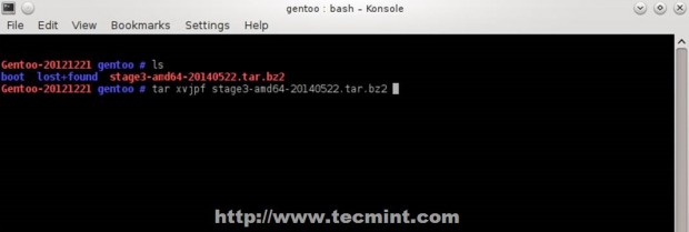 Extract Stage 3 Tarball