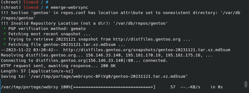 Install Gentoo ebuild Repository Snapshot