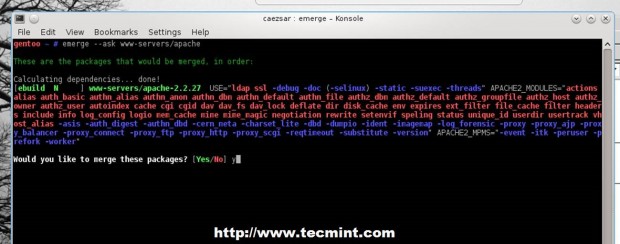 Install Apache in Gentoo