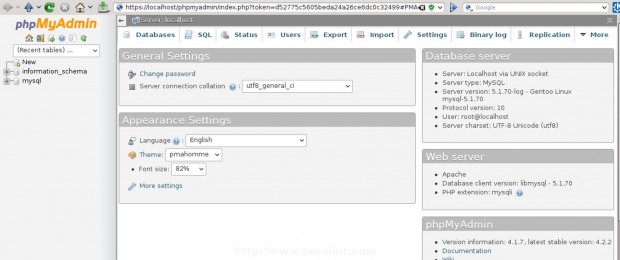 Login into PhpMyAdmin Interface