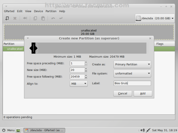 Enter Partition Size