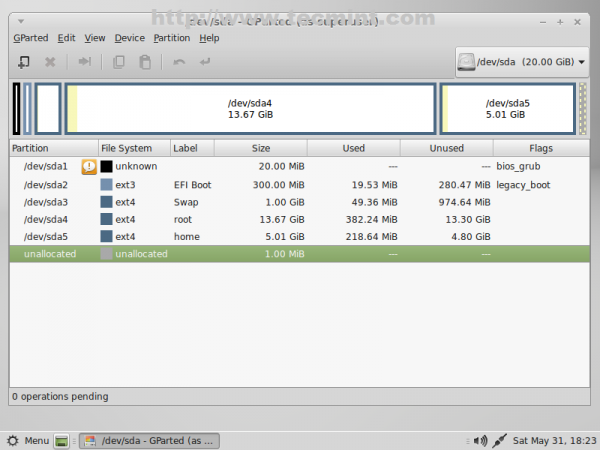 GParted Partition Table