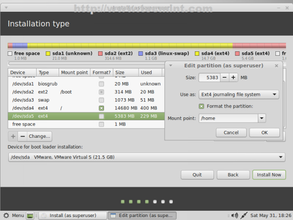 Configure Home Partition