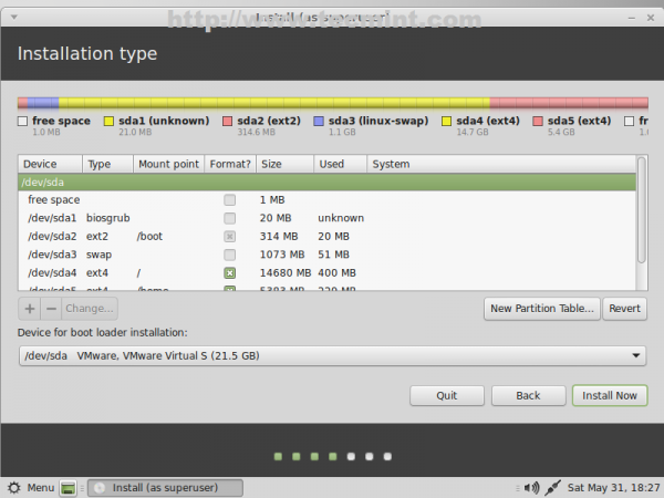 Final Partition Table