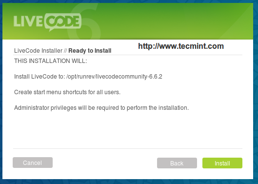 Instalar LiveCode en/opt