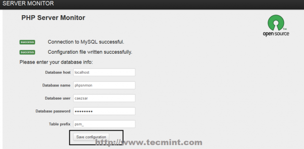 Save MySQL Configuration