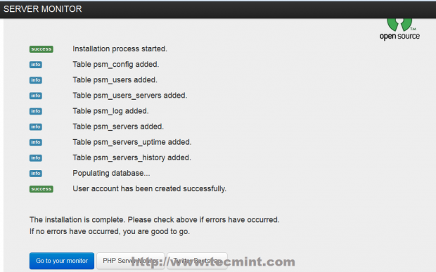 PHP Server Monitor Installation