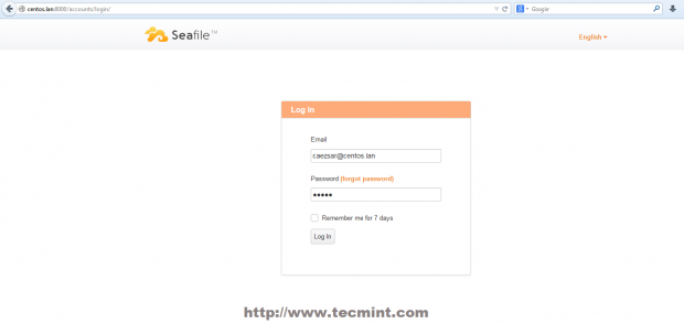 Seafile Login Screen