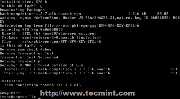Install Bash Completion in CentOS