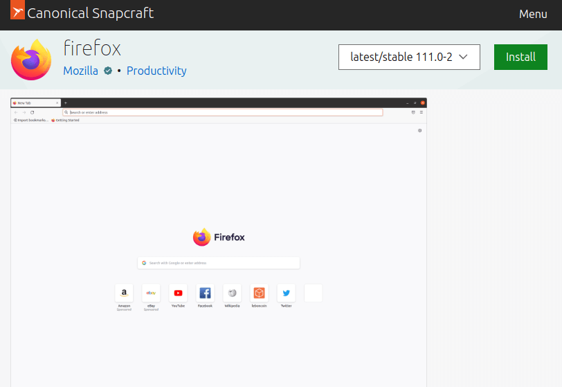 Install Firefox from Snap