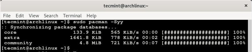 Aktualisieren Sie die Arch Linux-Pakete