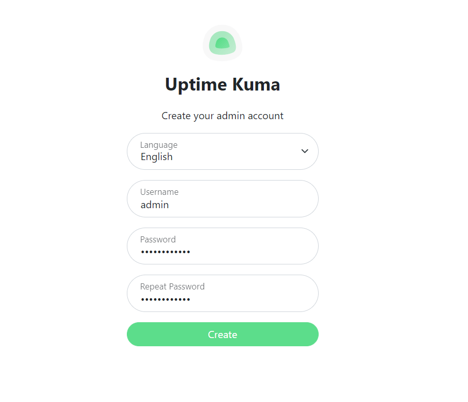 Uptime Kuma Admin Account