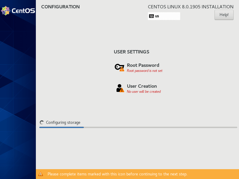 Begin CentOS Installation