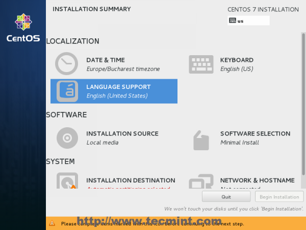 Select Language and Keyboard