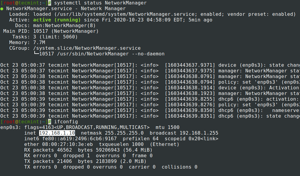  Vérifier la Nouvelle adresse IP 