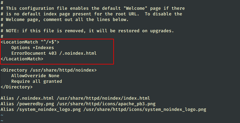 Configure Apache Welcome Page