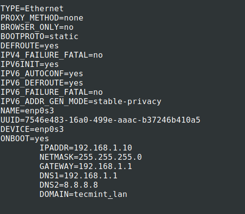 Configure IP Address in CentOS 8
